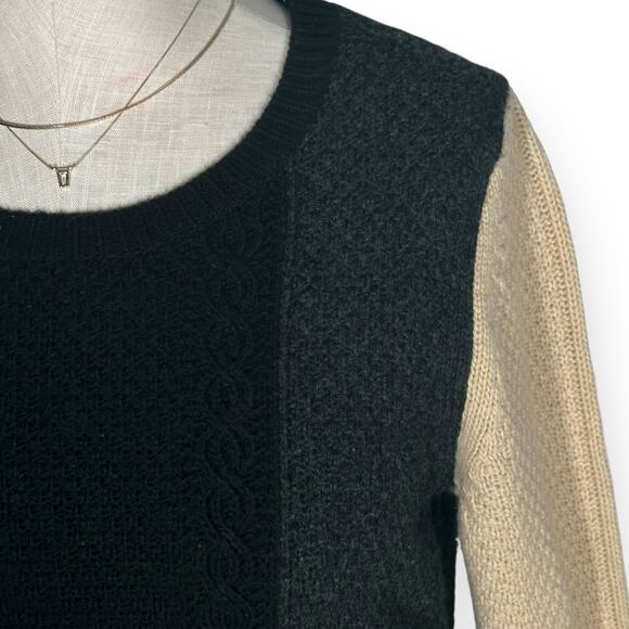 THEORY 100%Wool Jiya Loryelle Sweater Dress Sheath Cable Knit Career Colorblock - Picture 2 of 12